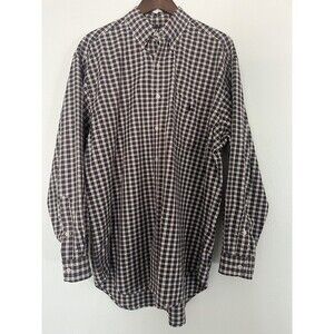 Ralph Lauren Men’s Large L Big Shirt‎ Thick Cotton Blue Plaid Long Sleeve Shirt